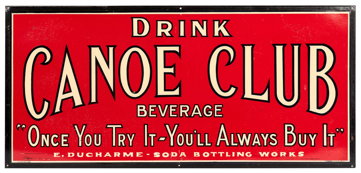 Canoe Club Beverage Cardboard Sign.