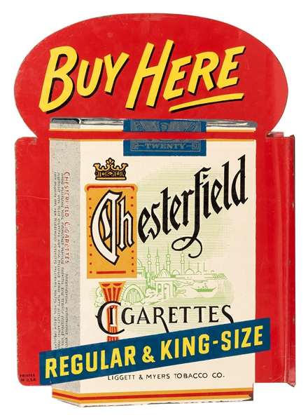 Chesterfield Cigarettes Tin Flange Sign.