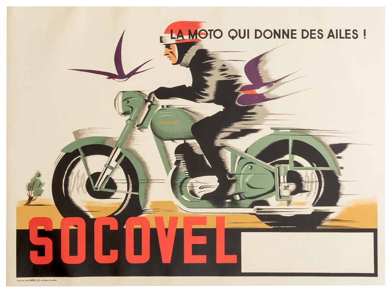 Socovel Motorcycles Advertising Poster. La Moto Qui Donne Des Ailes.