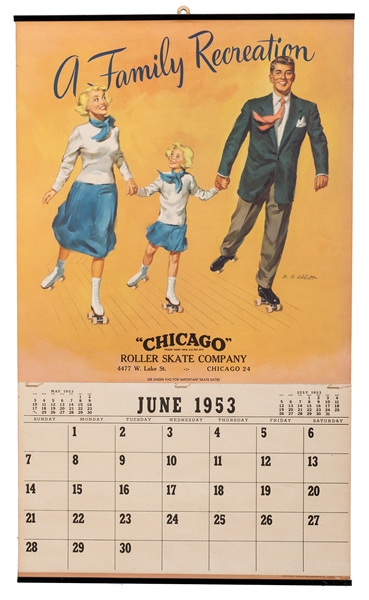 Chicago Roller Skate Co. 1953 Calendar.