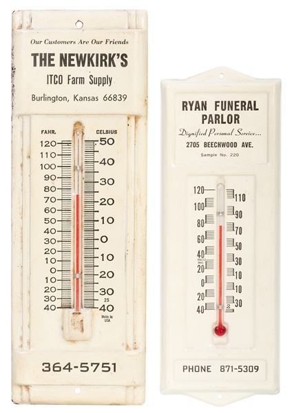 Two Advertising Thermometers.