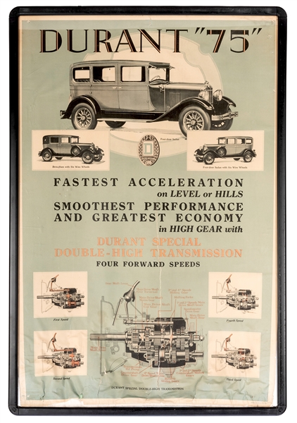 Durant “75” Automobile Advertising Poster.