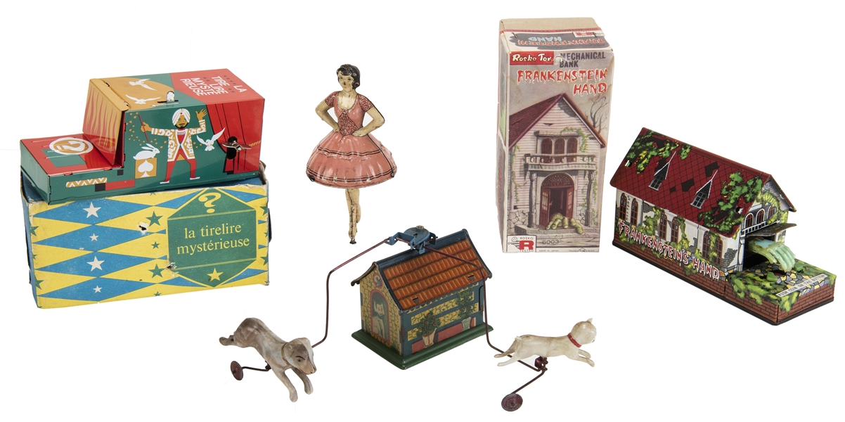 Group of Four Vintage Tin Toys, Two Boxed.