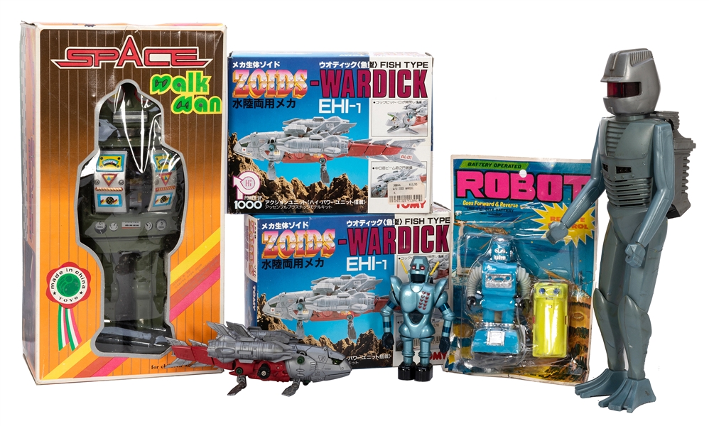 Lot of Six Vintage Robot Toys.