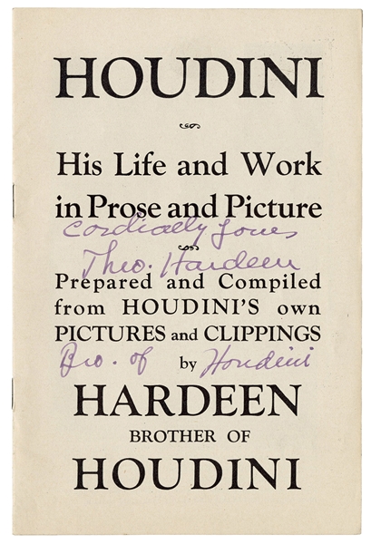 Houdini: His Life and Work in Prose and Picture.