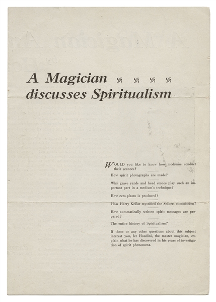 Prospectus with Order Form for A Magician Among the Spirits.