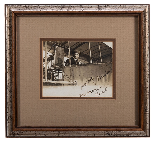 Signed Photograph of Houdini’s Historic Flight in Australia.