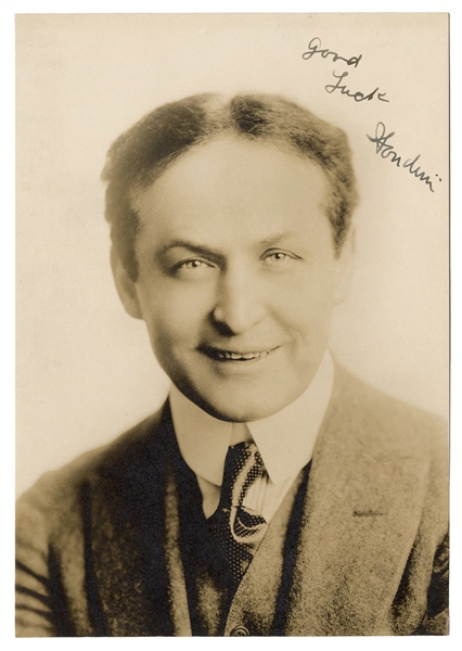 Portrait of Harry Houdini, Inscribed and Signed.