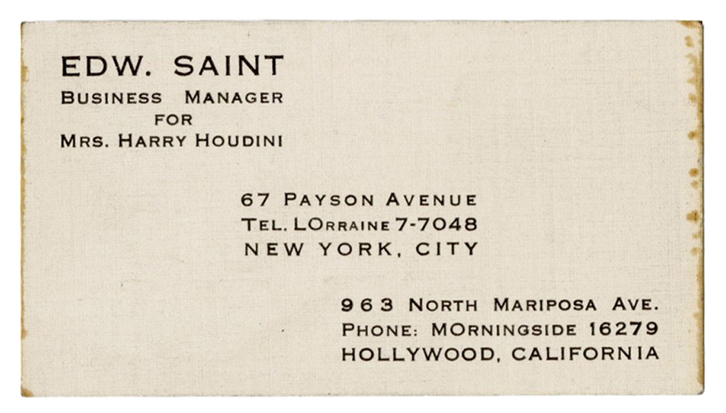 Edward Saint Business Card.