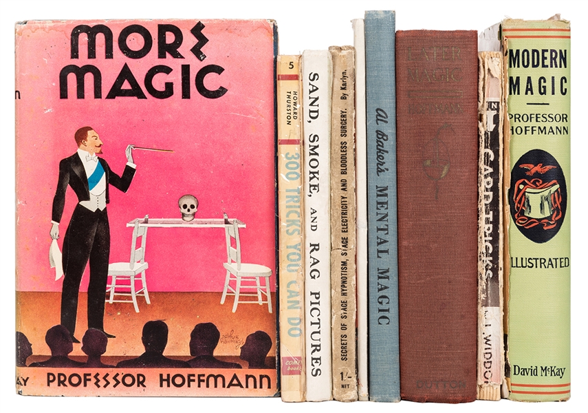 Nine Vintage Magic Books.