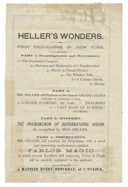 Heller’s Wonders. First Programme in New York. (400) 400/600 Herrmann’s Great Book of Mystery.