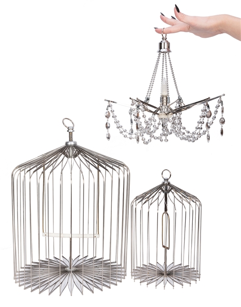 Group of Appearing Birdcages and Chandelier