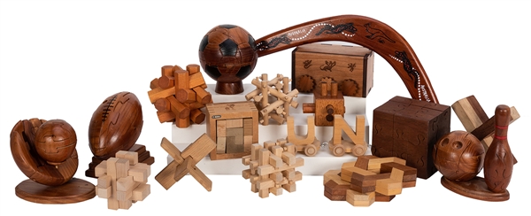 Group of Wooden Puzzles, Some Related to Houdini.