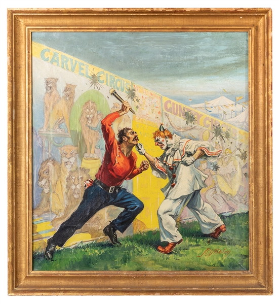 Painting of Clown Fighting a Roustabout.