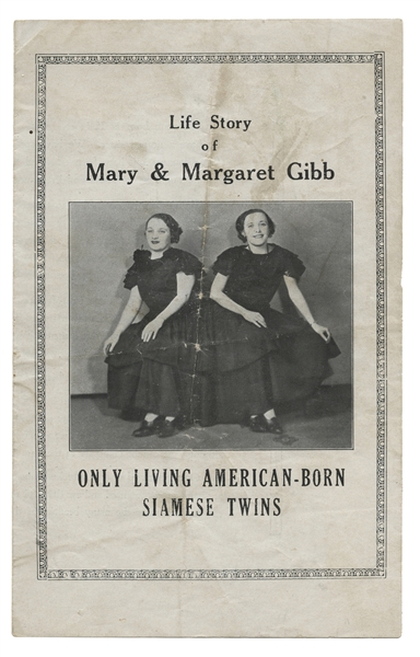 Lot of Six Photographs and Pitchbooks of Siamese Twins Mary and Margaret Gibb.