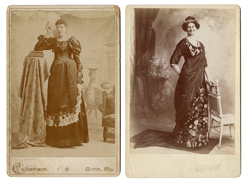 Ella Ewing and Leah May Giant Women Cabinet Card Photographs.