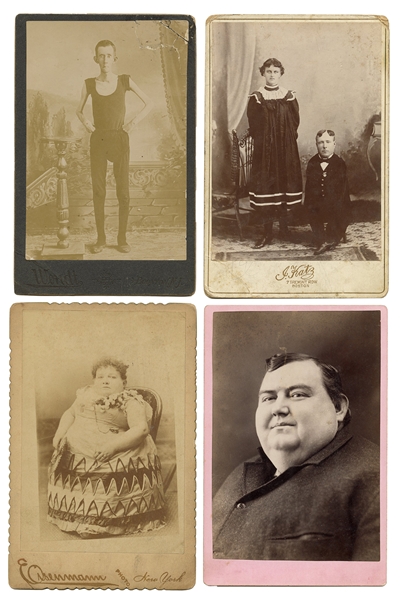 Four Sideshow Attraction Cabinet Cards.