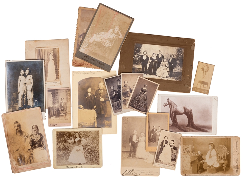 Group of Over 20 Sideshow and Circus Performer Cabinet Photos and Prints.