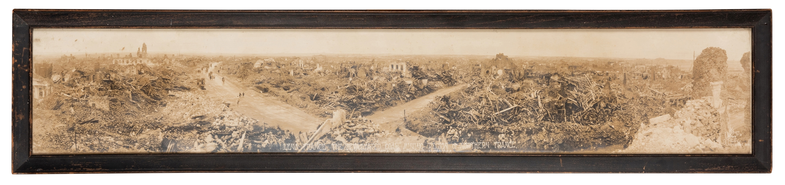 World War I Panorama Photograph. Lens, France. The Devastated Coal Mining Region of Northern France.
