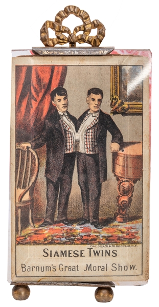 Chang and Eng Advertising Trade Card. The Original Siamese Twins.