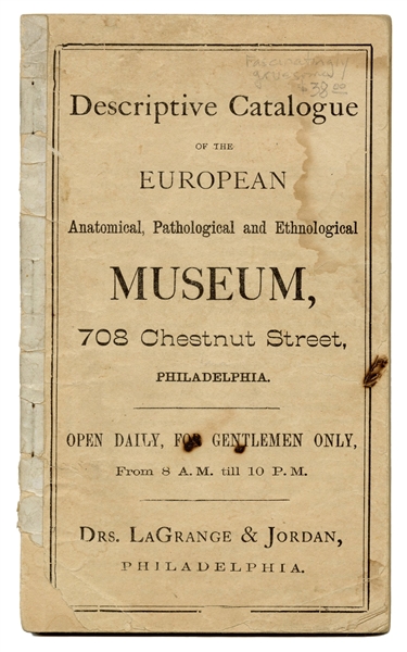 European Anatomical, Pathological and Ethnological Museum Descriptive Catalog.