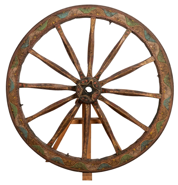 Carved Carnival Wagon Wheel.