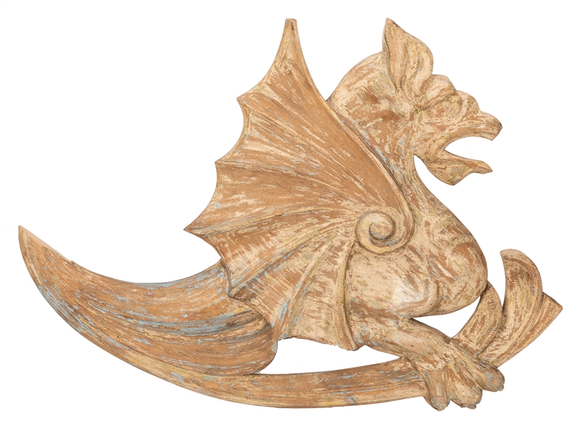 Carved Pine Griffin Wall Ornament.