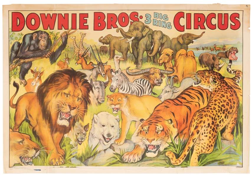 Downie Bros. 3 Big Ring Circus. Wild Animals.