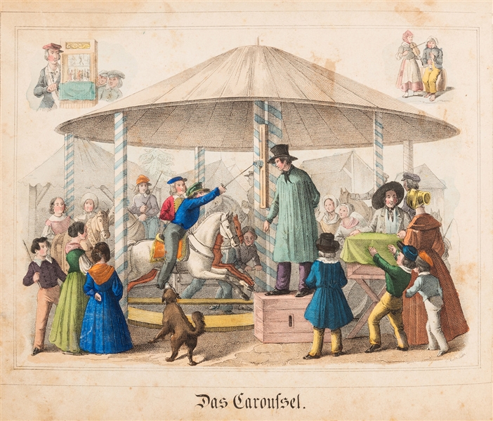 Bound Volume of German Hand Colored Carnival Engravings.