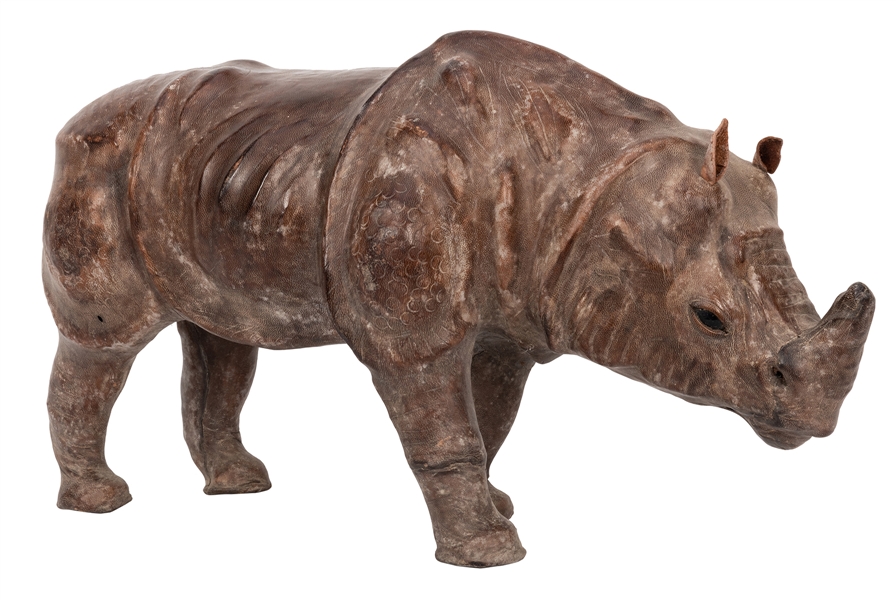 Leather African Rhinoceros Figure.