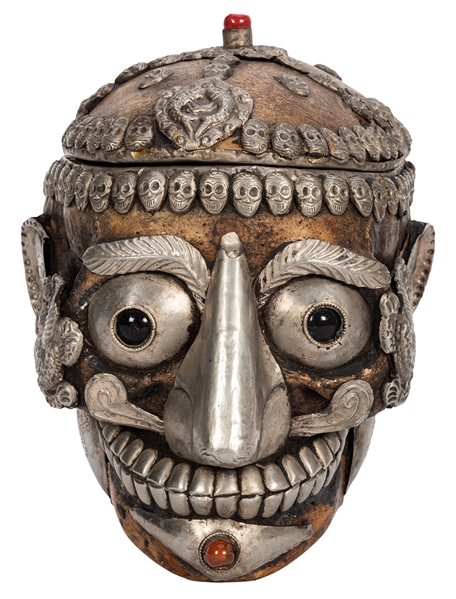 Decorated Tibetan Sacred Human Skull.