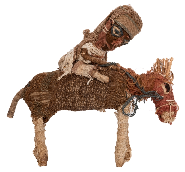 Peruvian Chancay Textile Doll - Man on Horse.