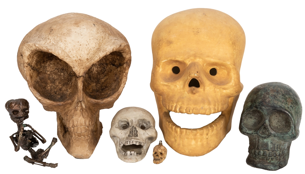 Five Vintage Skull Sculptures and Novelties