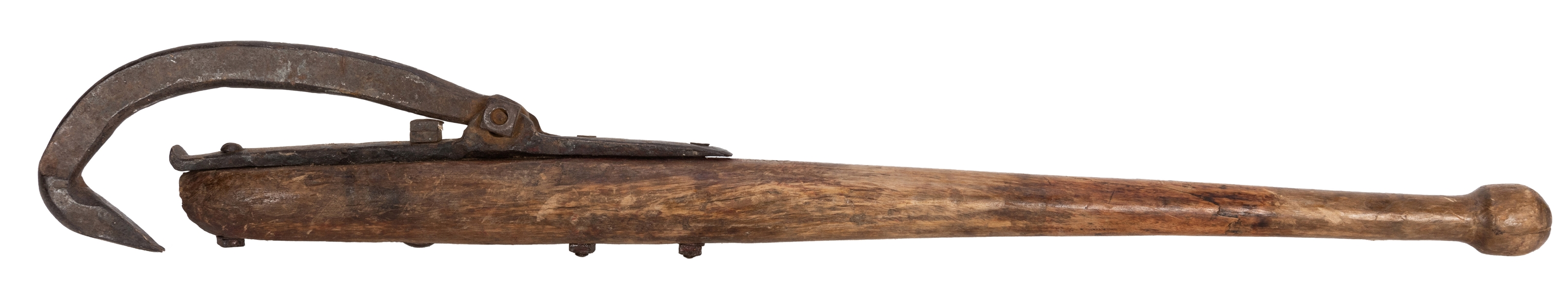 Antique Log Roller with Baseball Bat Handle.