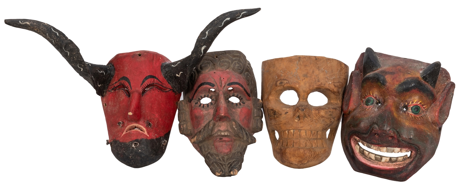 Four Mexican / Guatemalan Folk Art Masks.