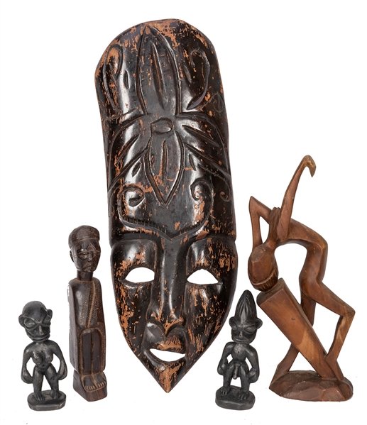 Group of Vintage African Carved Figures and Mask.