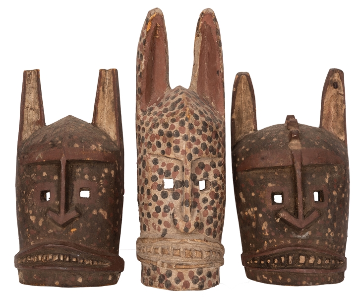 Group of African Wood Carved Masks.