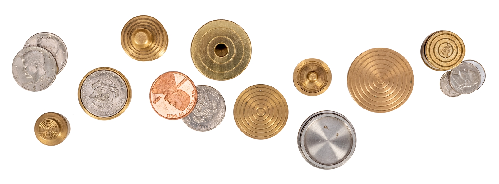 Collection of Brass and Metal Coin and Close-Up Magic tricks.