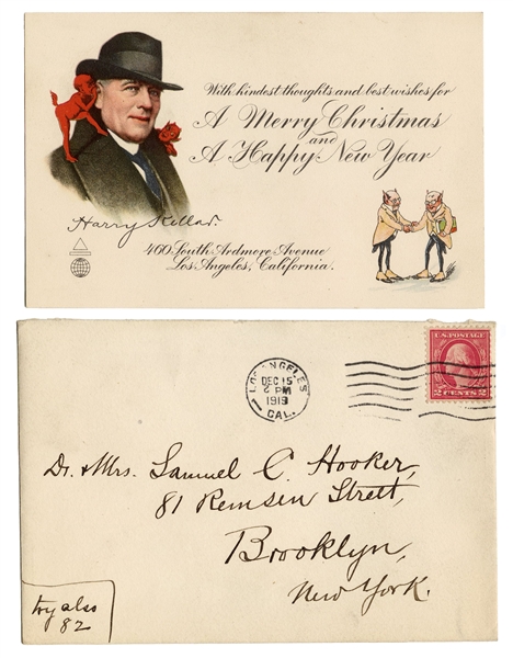 Kellar Christmas Postcard to Dr. Samuel Hooker