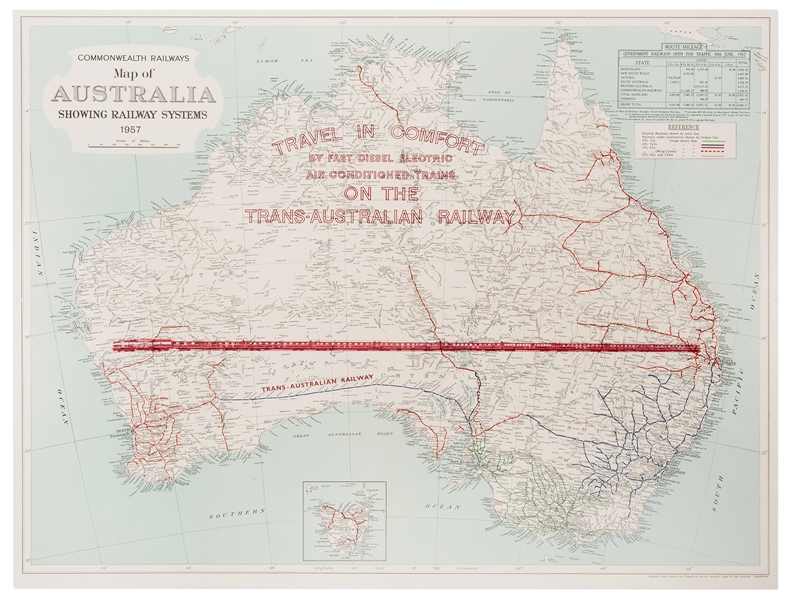 Australia Railways System Map. 1957.
