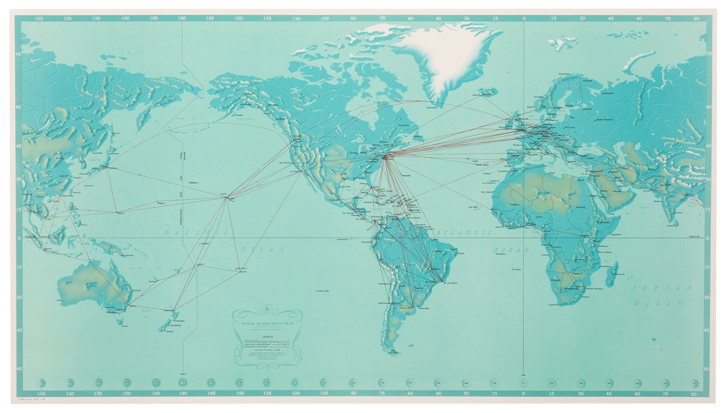 Pan American Airways System. World Map 1968
