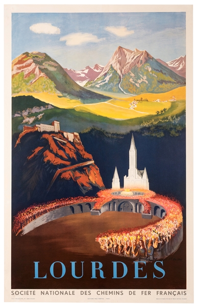 Lourdes. Vintage Travel Poster.