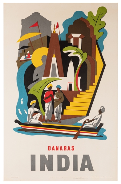 Banaras. India. 1957 Travel Poster.