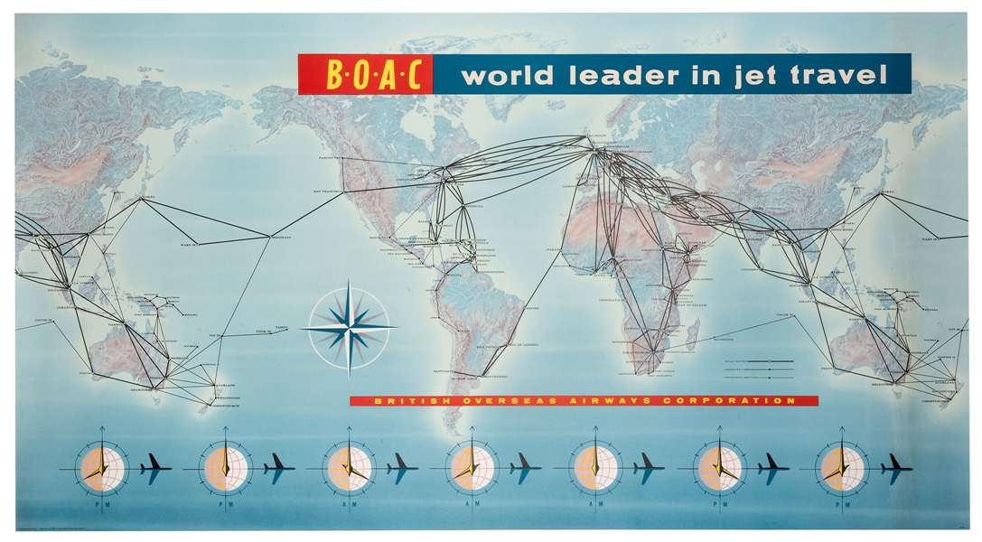 BOAC. World Leader in Air Travel. World Airways Map.