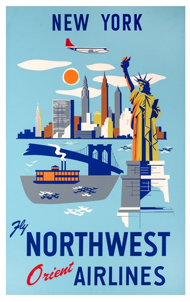 New York. Fly Northwest Orient Airlines.