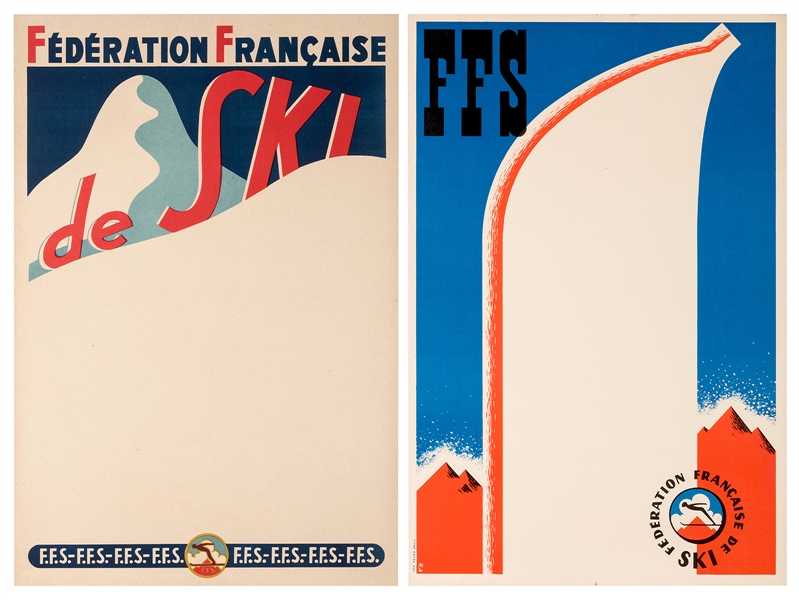 Federation Française de Ski. Pair of Skiing Posters.