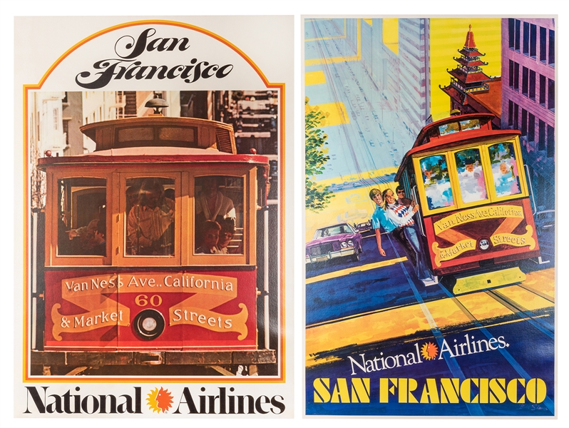 National Airlines. San Francisco. Two Airline Travel Posters.