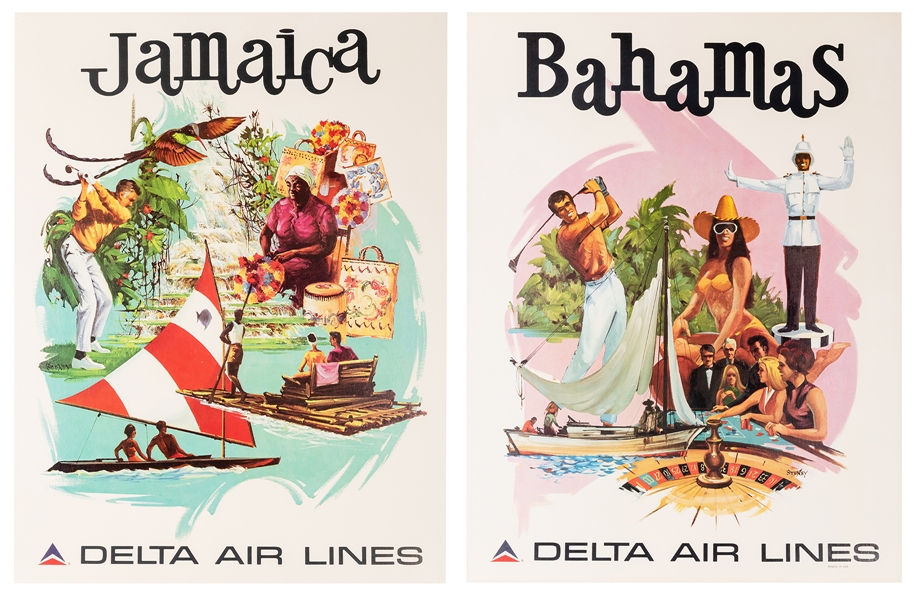 Delta Air Lines. Two Original Airline Travel Posters.