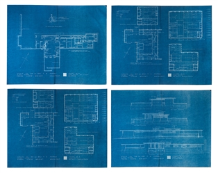 Frank Lloyd Wright. Four Blueprints to the Theodore A. Pappas House.