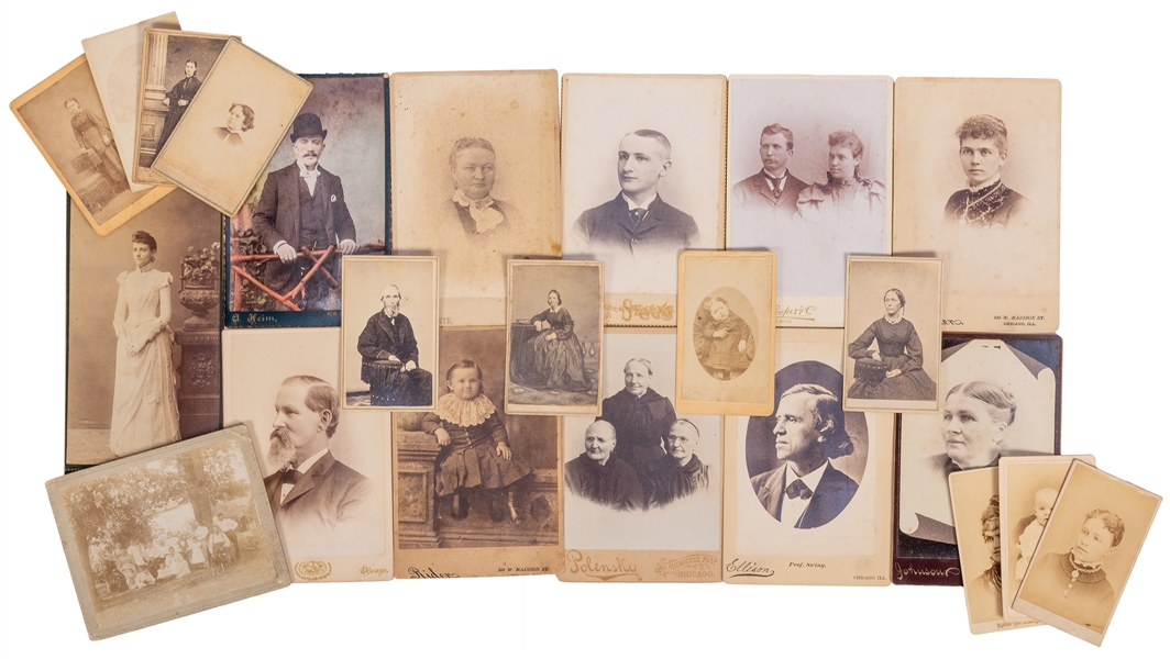 Group of 40 CDVs and Cabinet Photos by Chicago Portrait Studios.